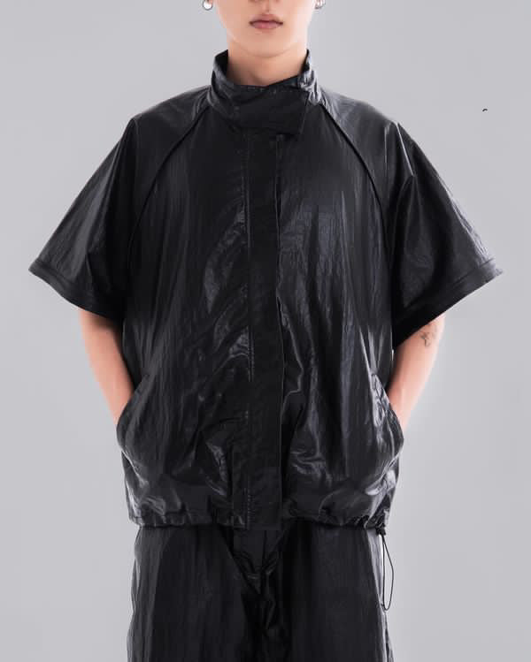 NOIZ N5JK1 DETACHABLE SLEEVES OVERSIZED LOGO WIND JACKET