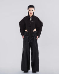 NOIZ N5LP2 DETACHABLE DOUBLE WAISTBAND WIDE-LEG PANTS