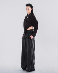 NOIZ N5LP2 DETACHABLE DOUBLE WAISTBAND WIDE-LEG PANTS