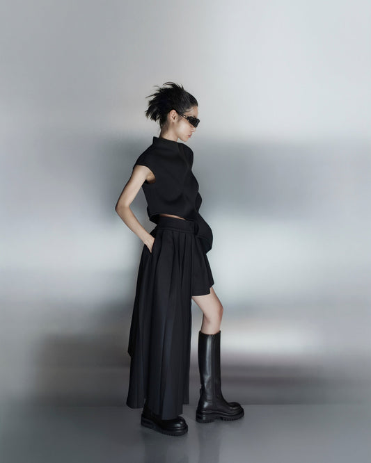 Ajane Plasma Top 3D Asymmetrical  Sleeveles - Black