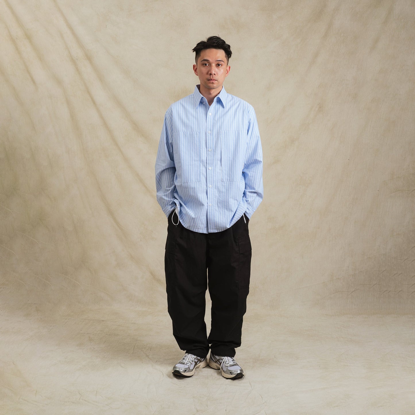 Stripe Sidepull Shirt / Cotton - BLWH
