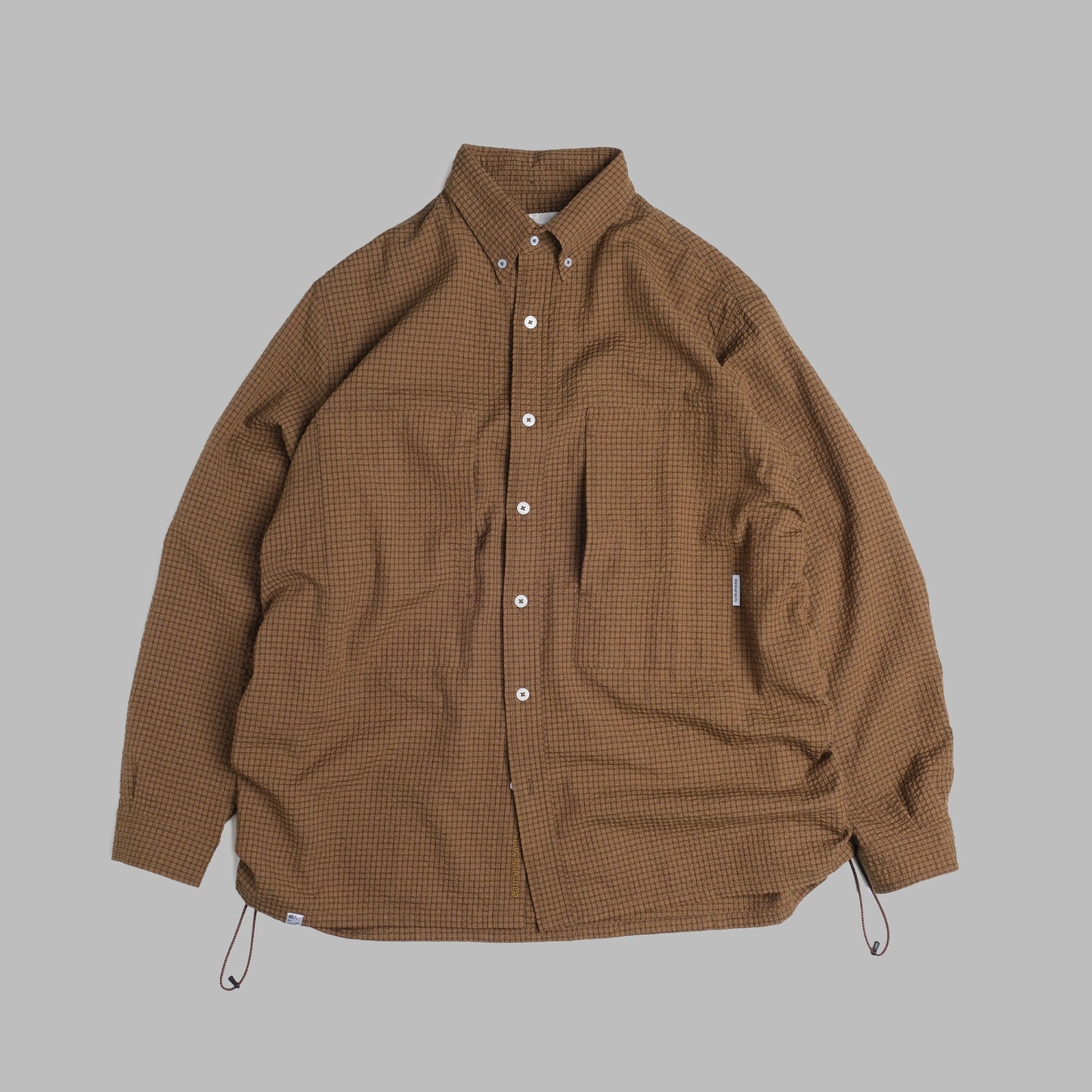 Checkered Sidepull Shirt / Line - Brown