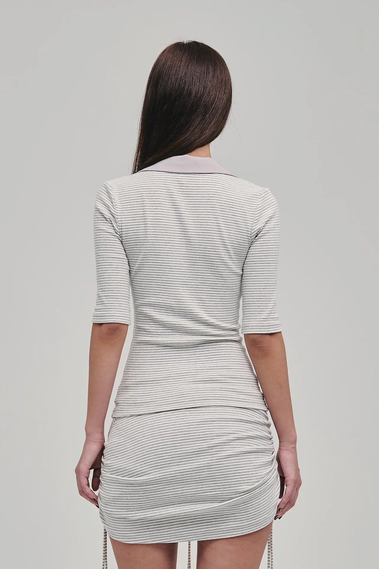 TUTOR STRIPED POLO GREY