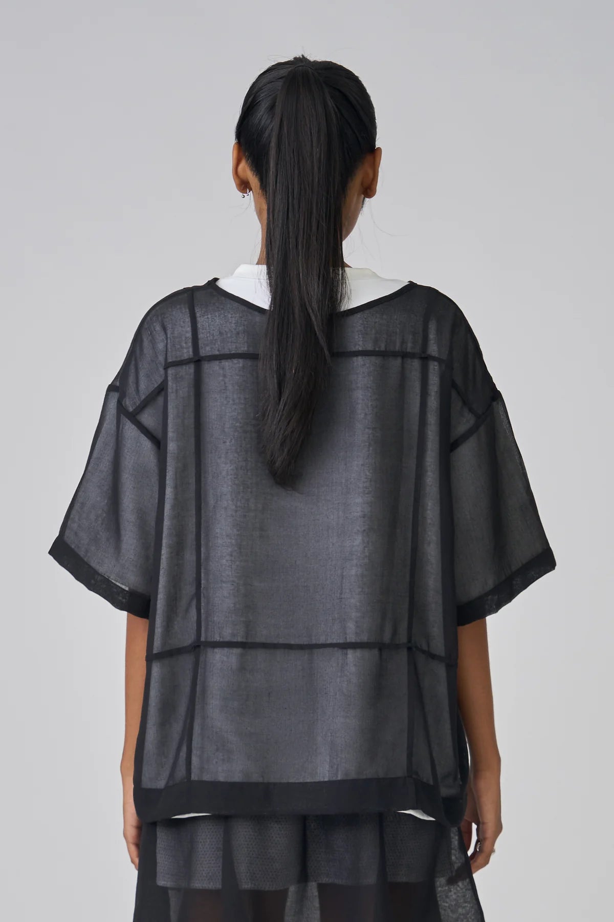 Layered Voile Tee - Black / White