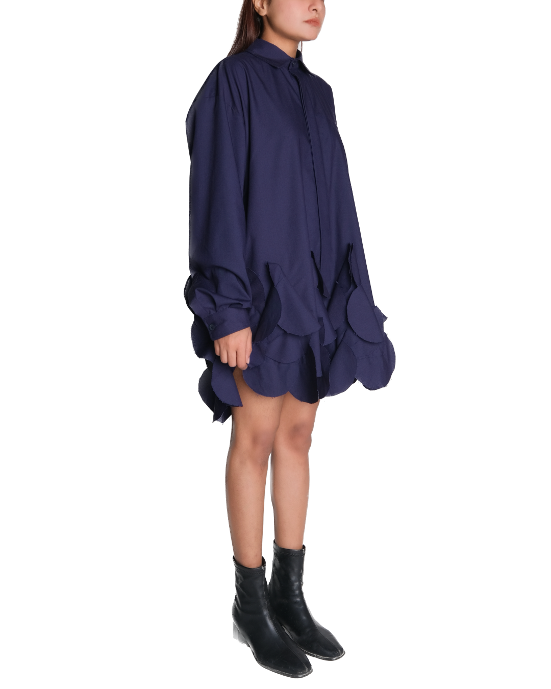 Swan Shirt Dress - Navy