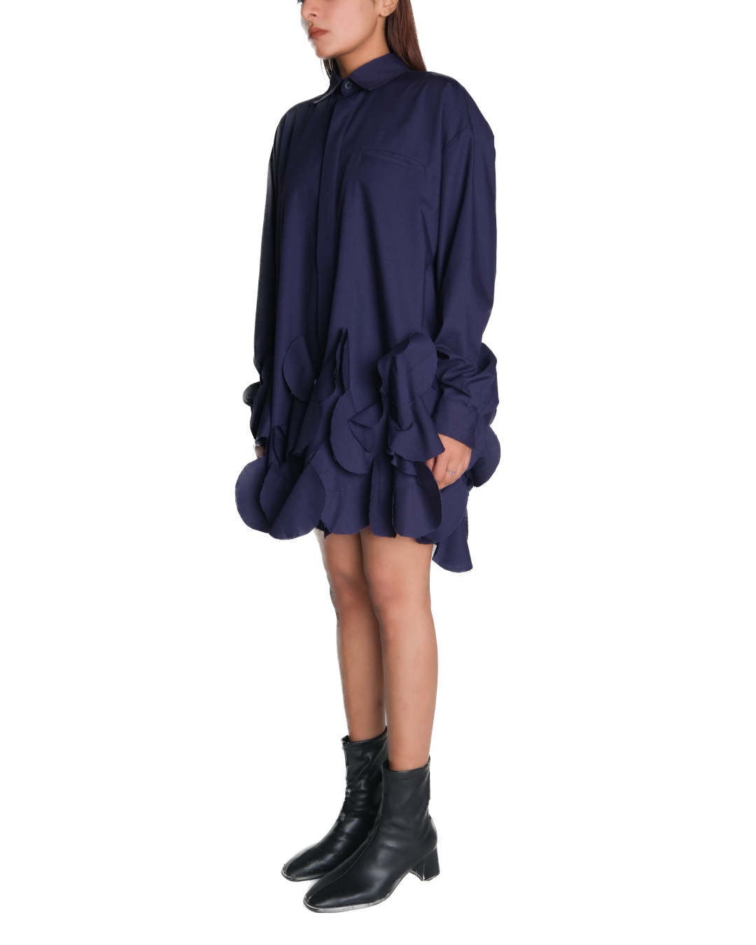 Swan Shirt Dress - Navy