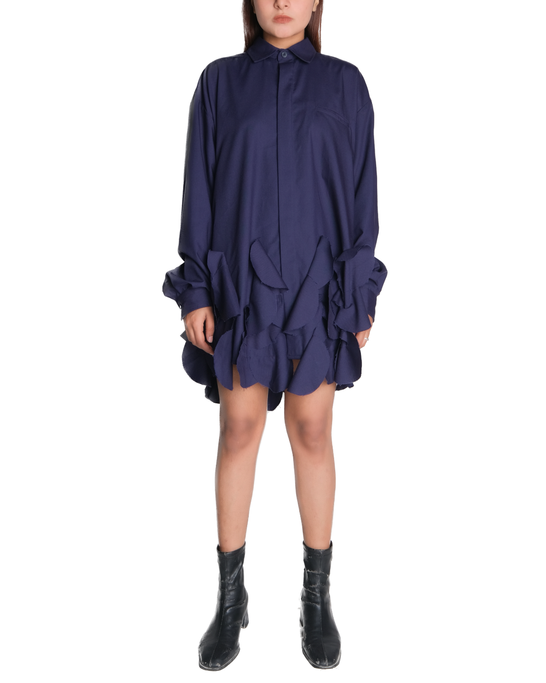 Swan Shirt Dress - Navy