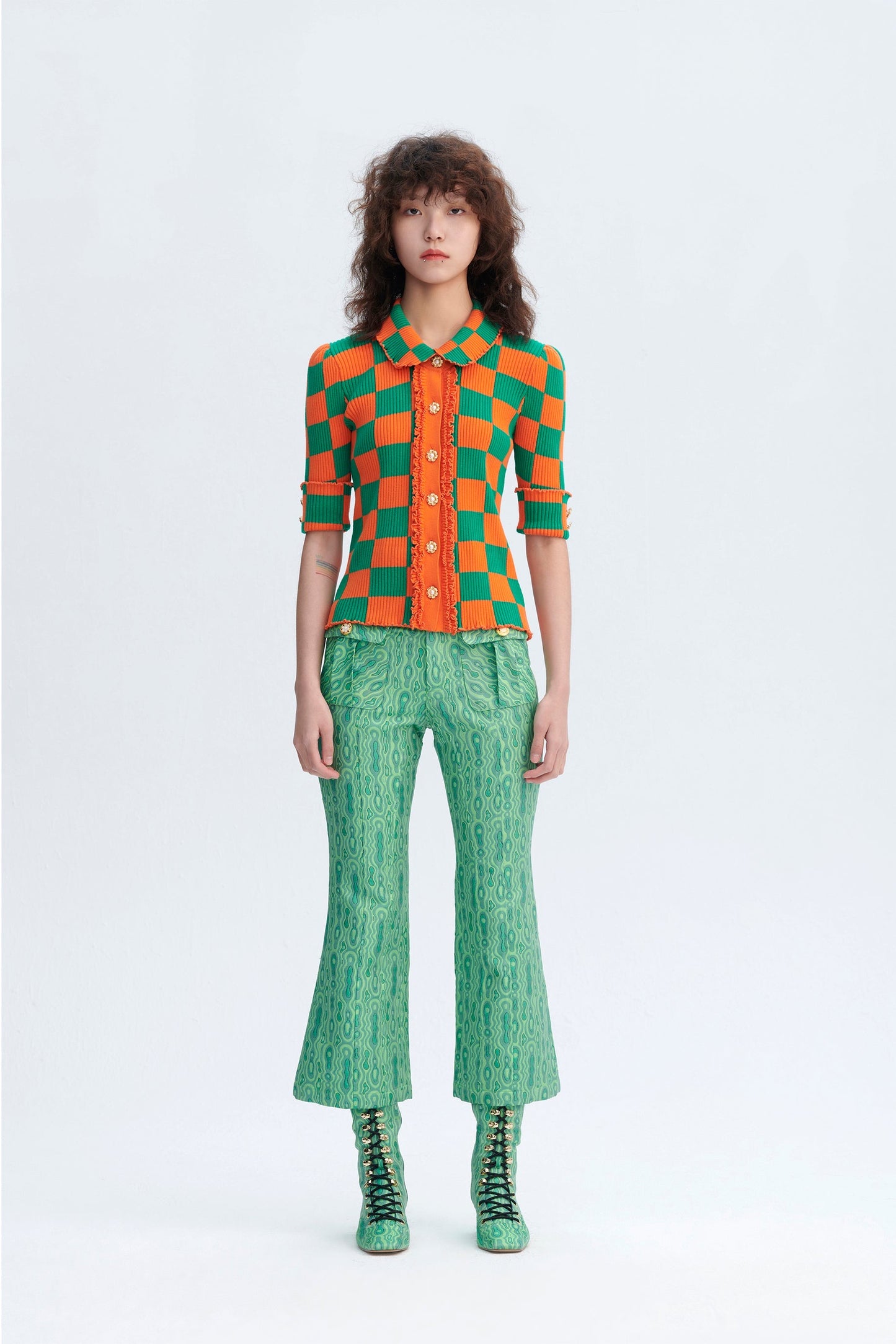 Jessica (Bright Orange & Pine Green)