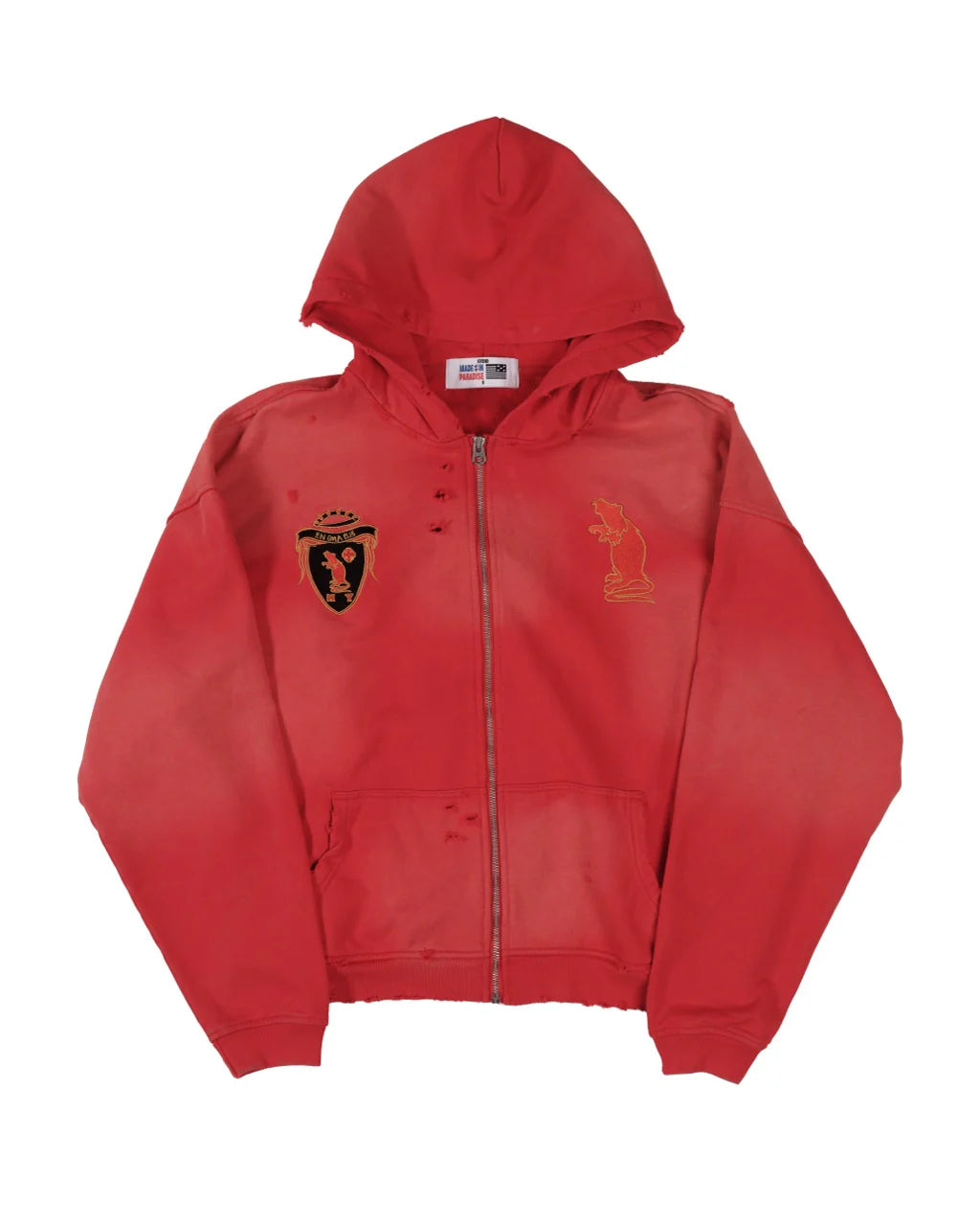 Faded Crimson Zip Up Hoodie