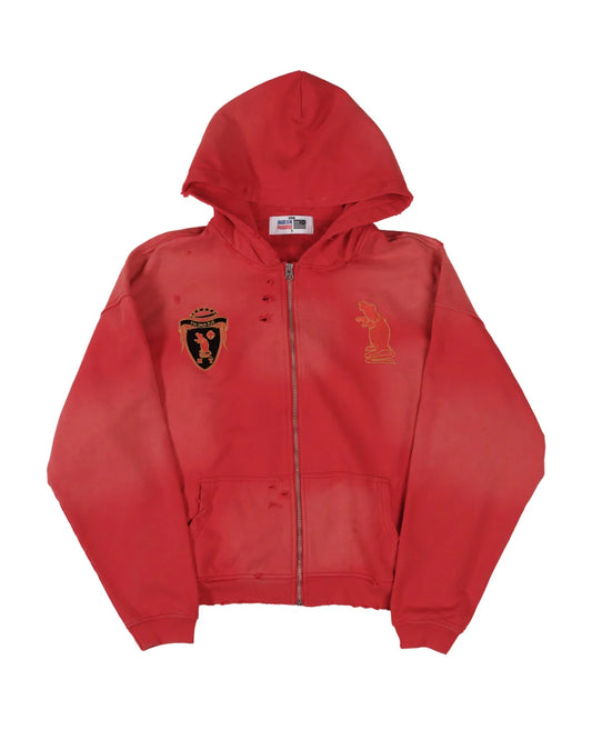 Faded Crimson Zip Up Hoodie