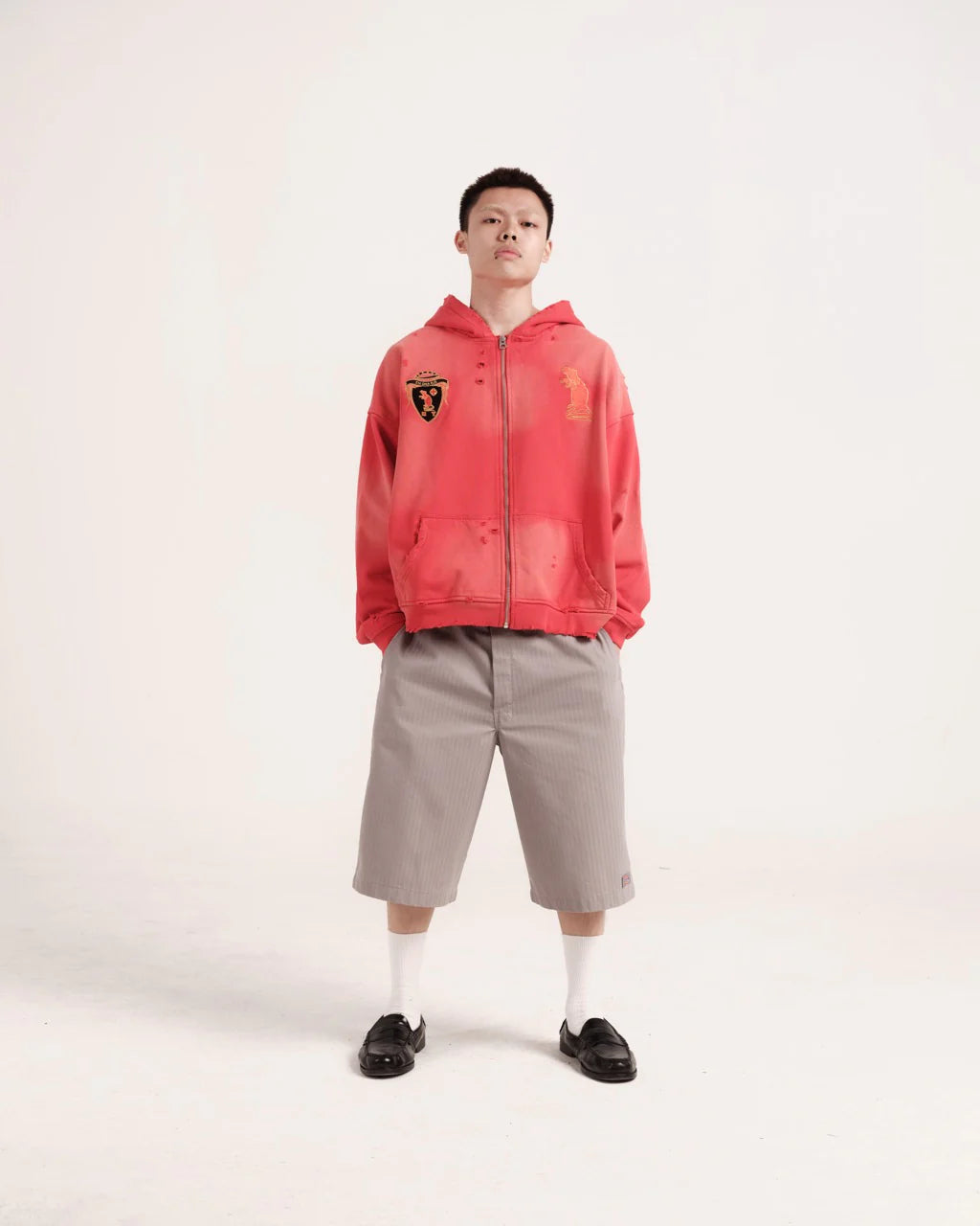 Faded Crimson Zip Up Hoodie