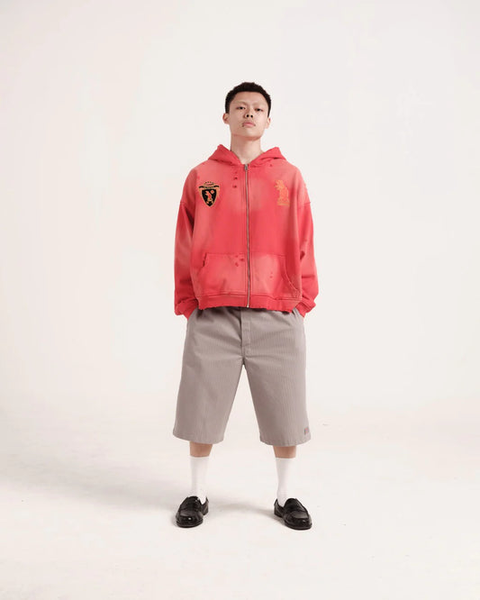 Faded Crimson Zip Up Hoodie