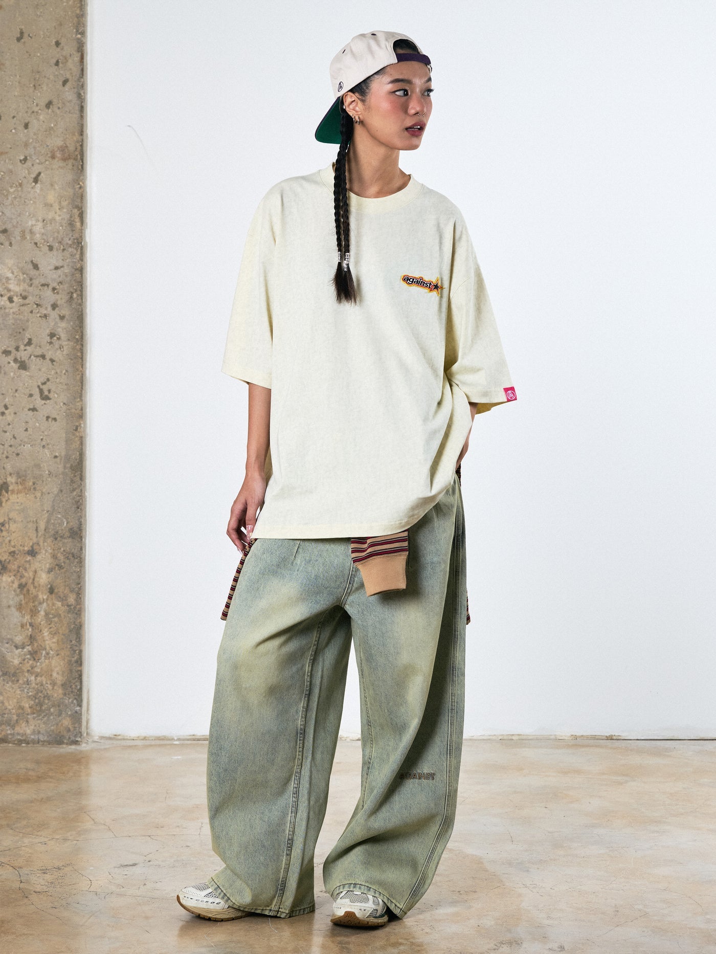 STAR WASHED TEE CREAM