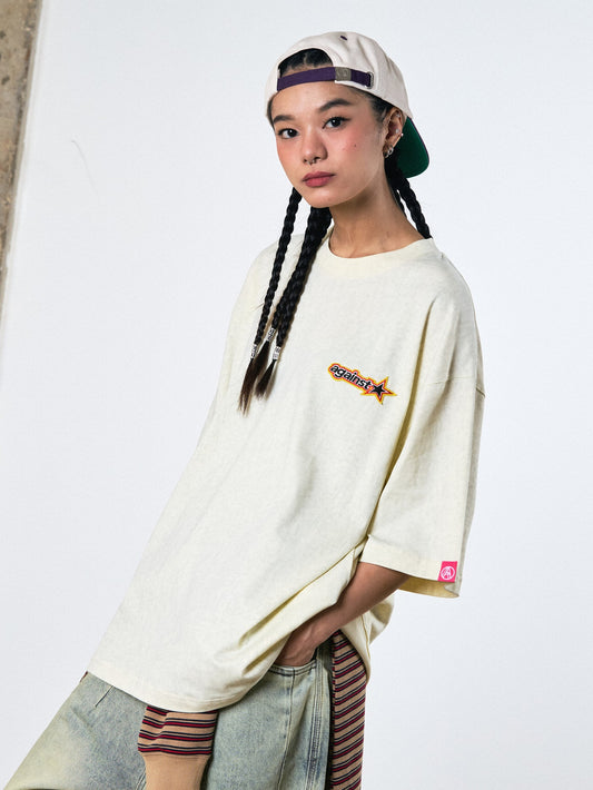 STAR WASHED TEE CREAM