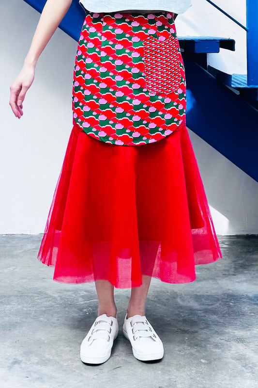 LUNAR 2024 SK01 || RED TULLE PEPLUM SKIRT