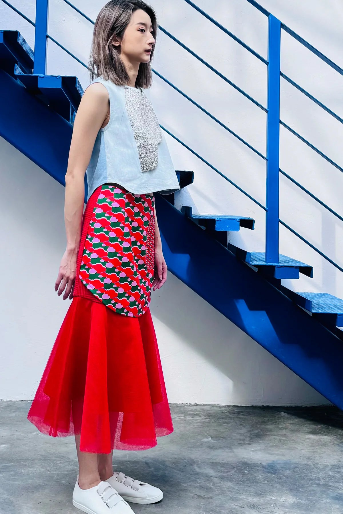 LUNAR 2024 SK01 || RED TULLE PEPLUM SKIRT