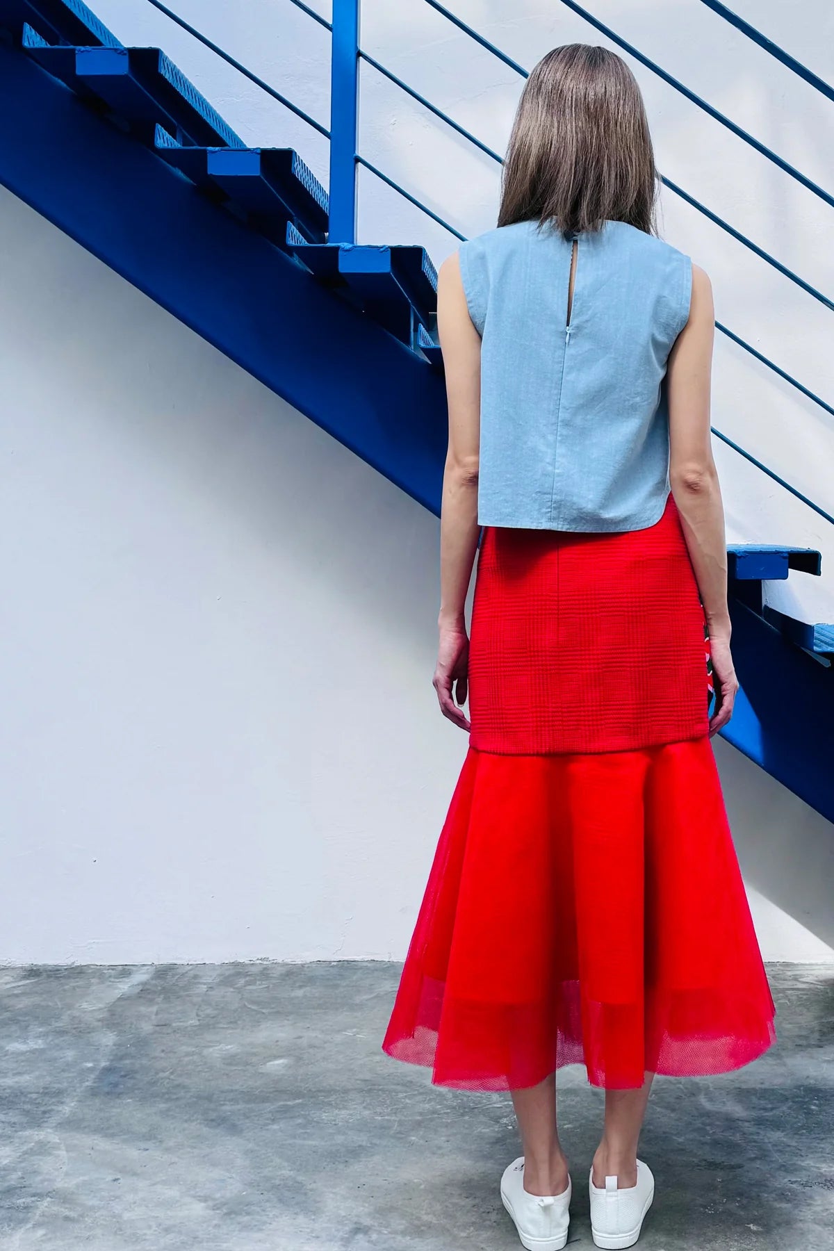 LUNAR 2024 SK01 || RED TULLE PEPLUM SKIRT