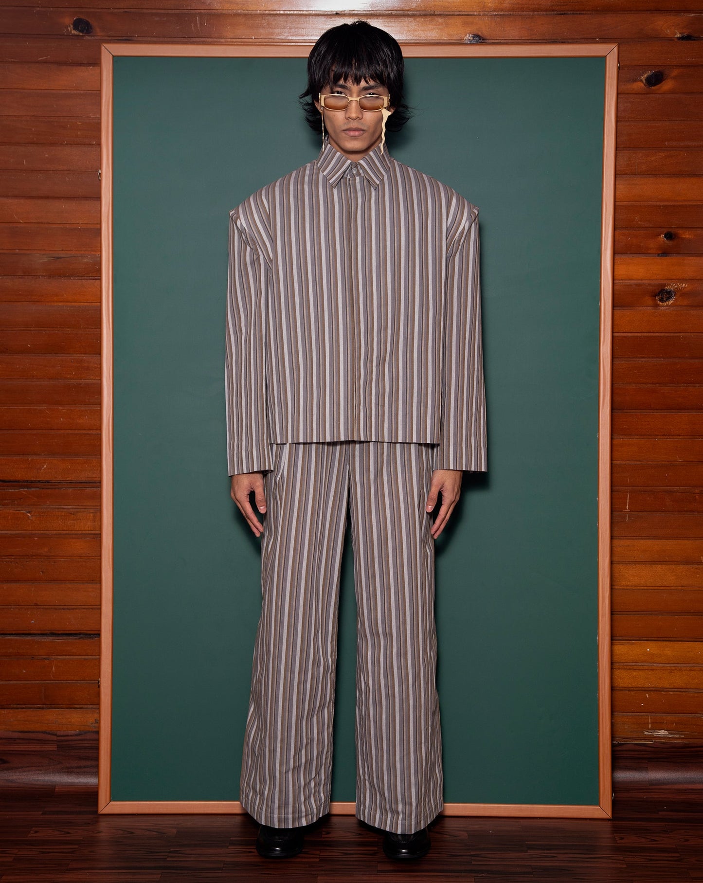 Kemeja Bahu (Grey Brown Stripes)