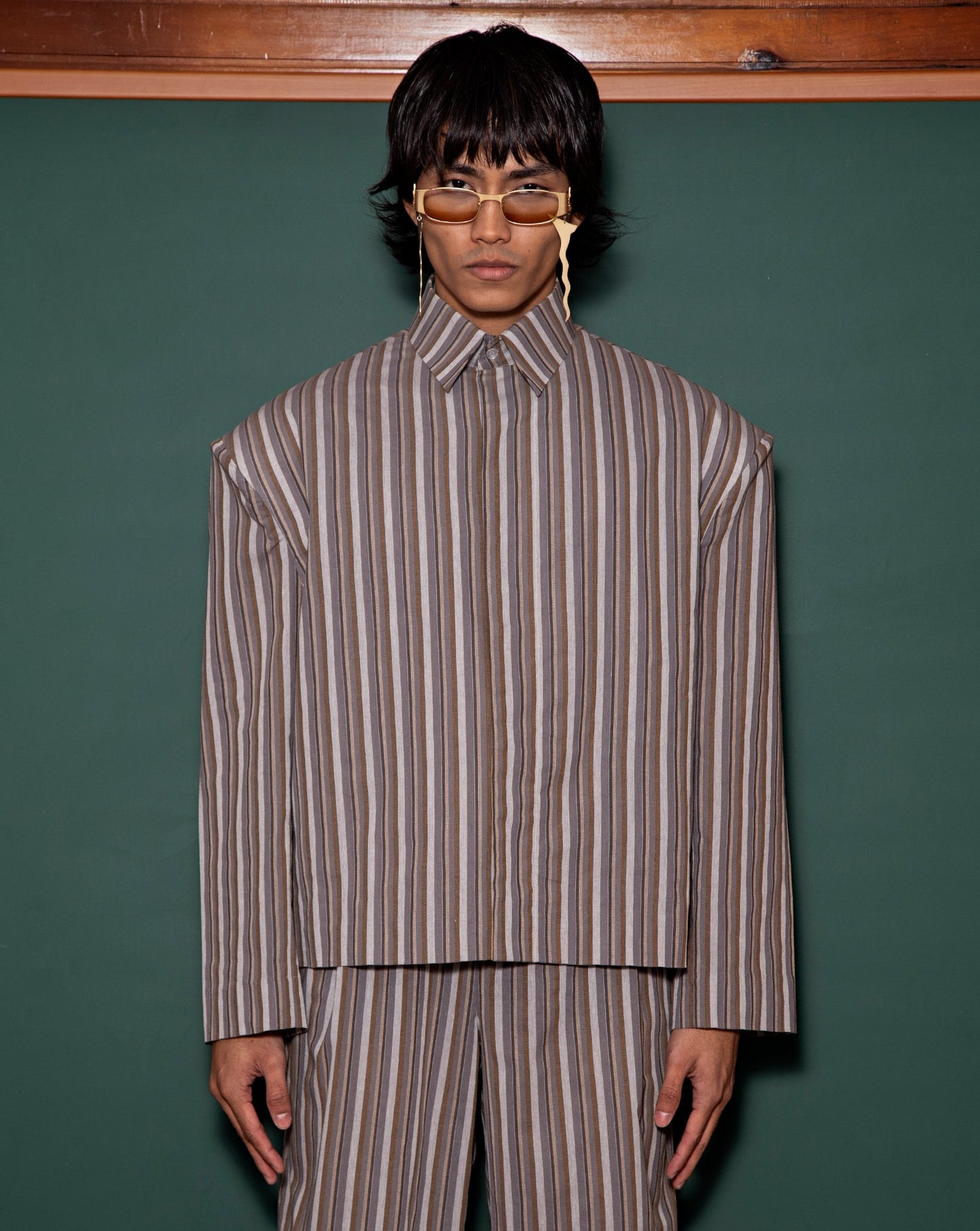 Kemeja Bahu (Grey Brown Stripes)