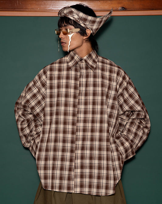 Kemeja Anjang (Cocoa Plaid)