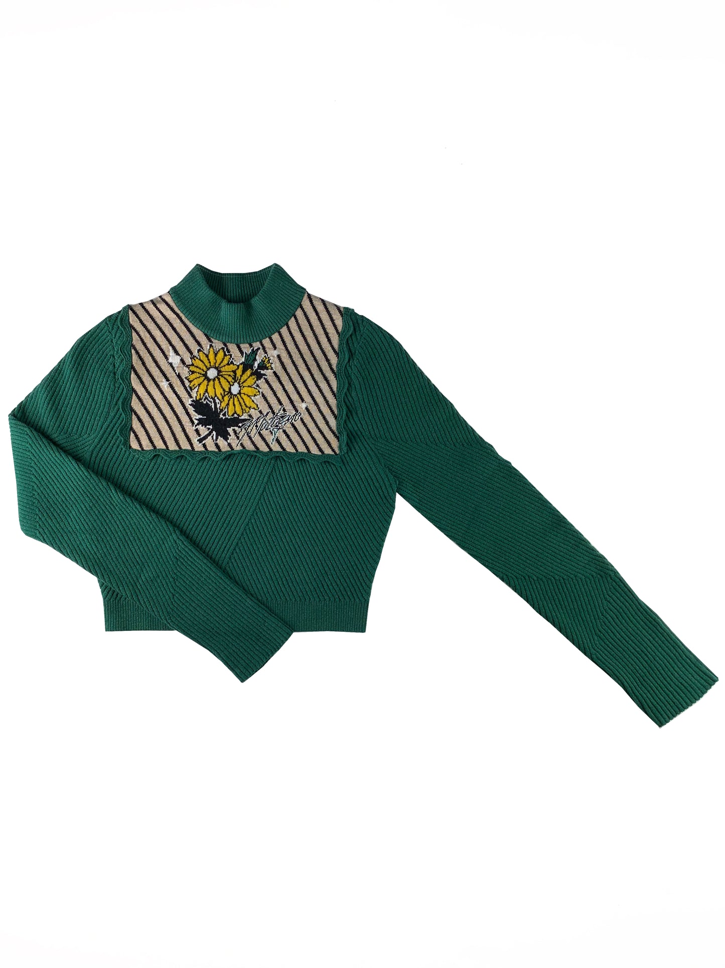 Daisy Knitted Cropped-Top (Pine Green)