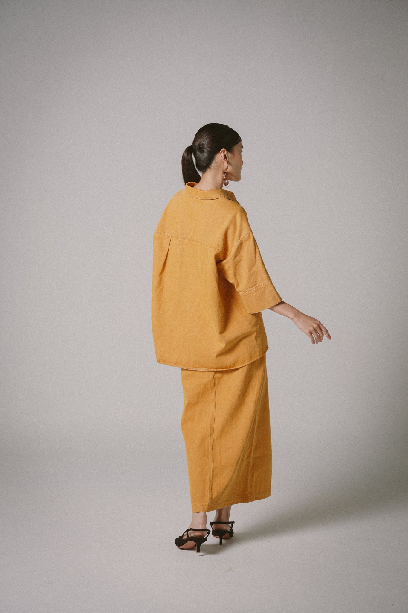 Oversized Utility Denim Shirts (Orange)