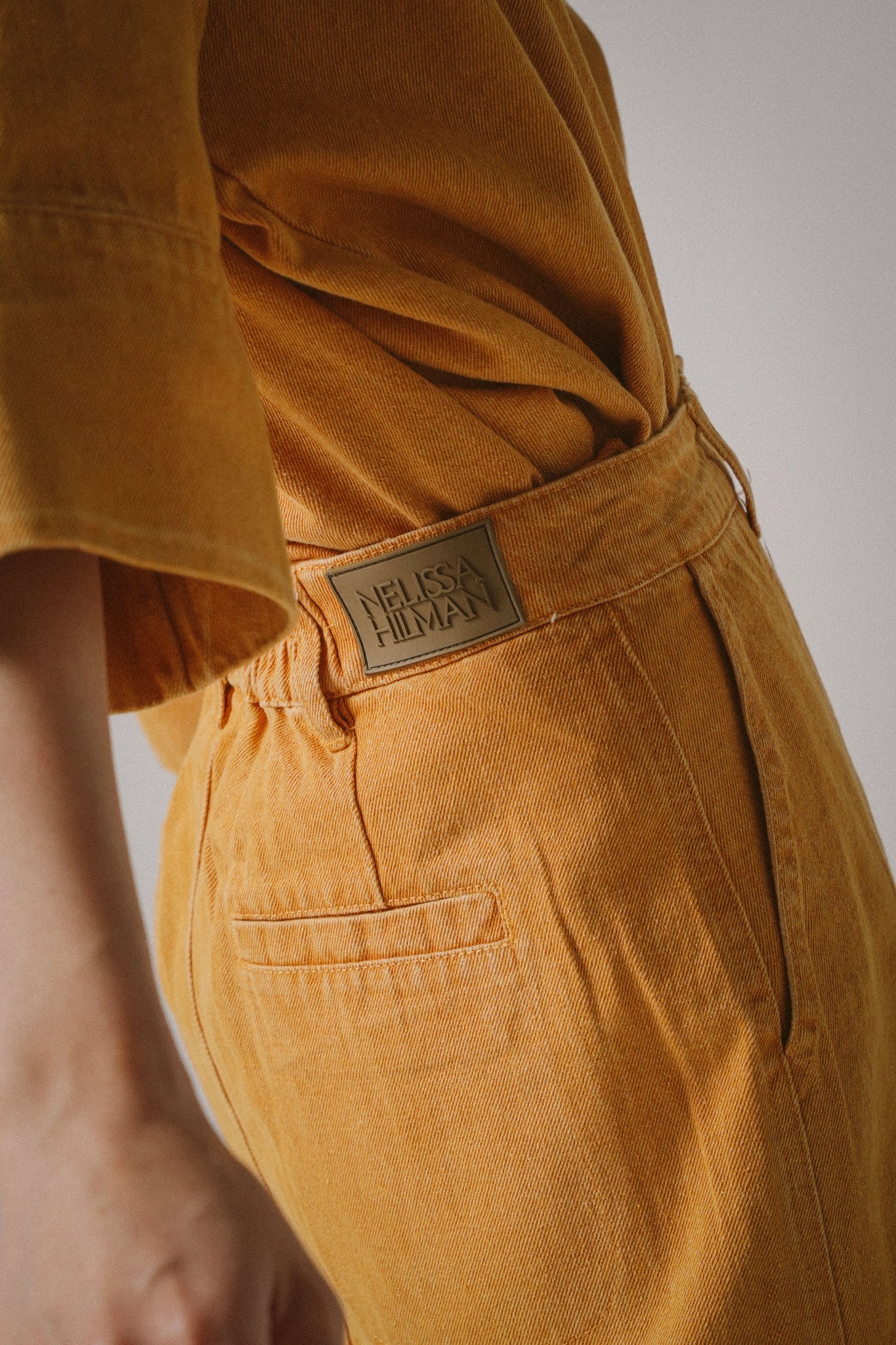 Front-Slit Denim Midi Skirts (Orange)
