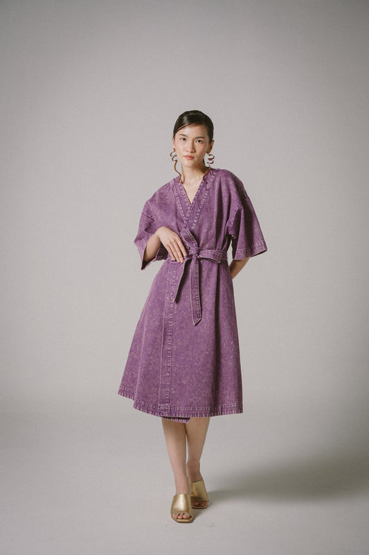 Denim Midi Dress (Purple)