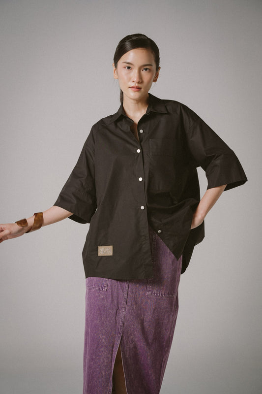 Oversized Poplin Shirts (Black)