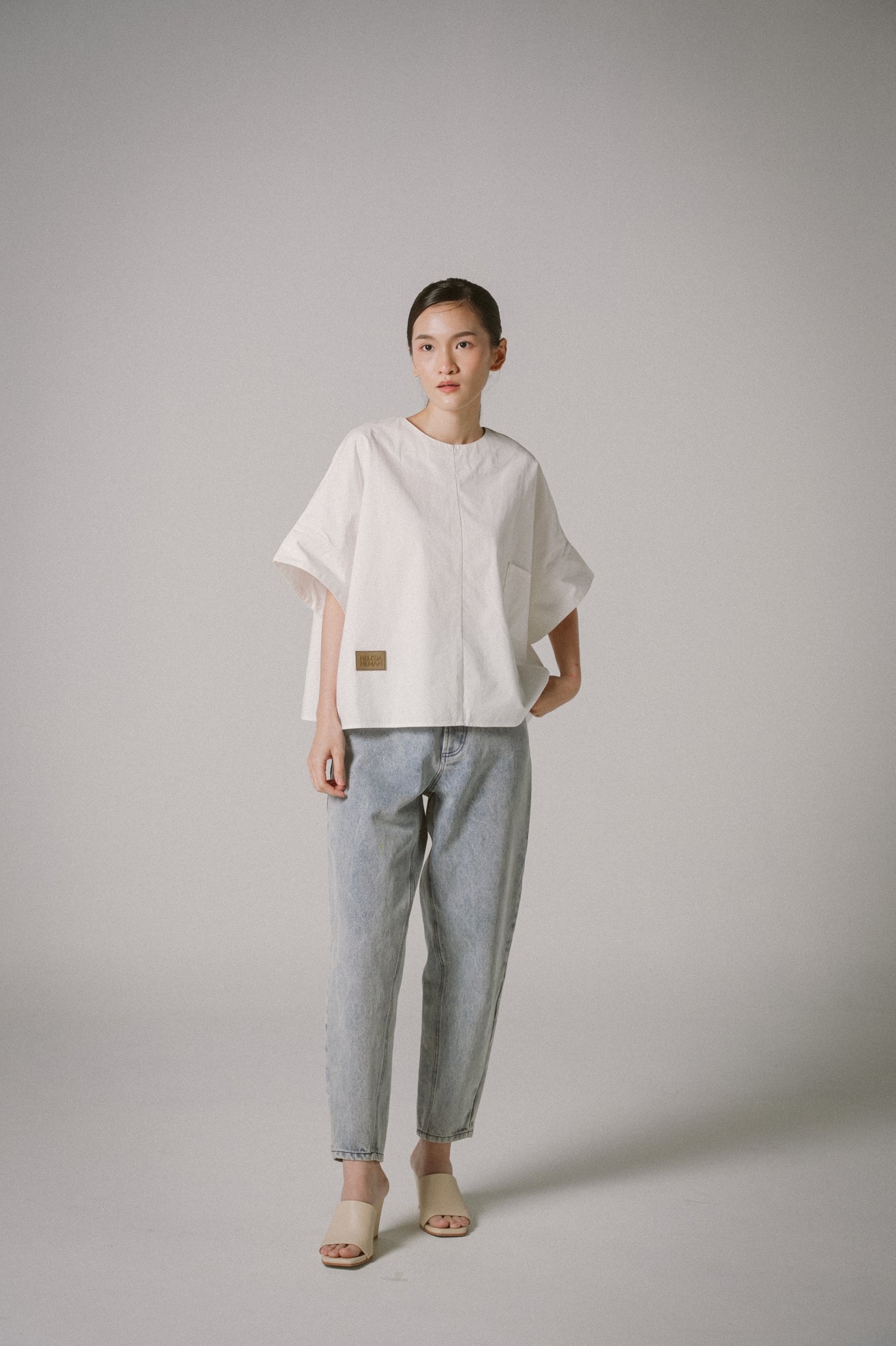 Oversized Poplin Boxy Top (White)
