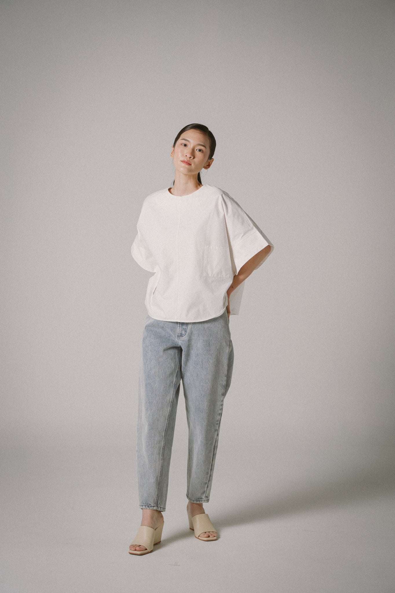 Oversized Poplin Boxy Top (White)