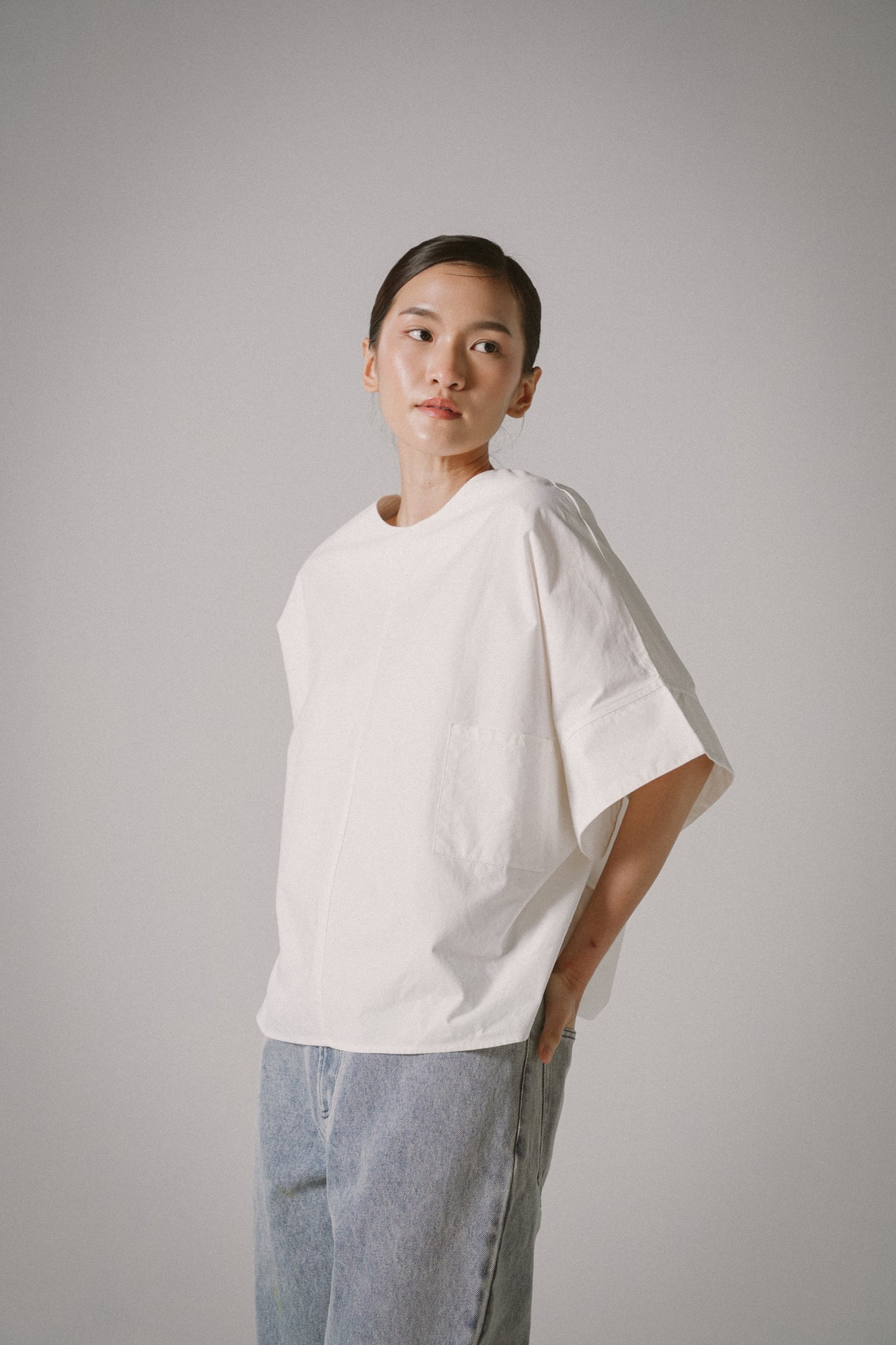 Oversized Poplin Boxy Top (White)