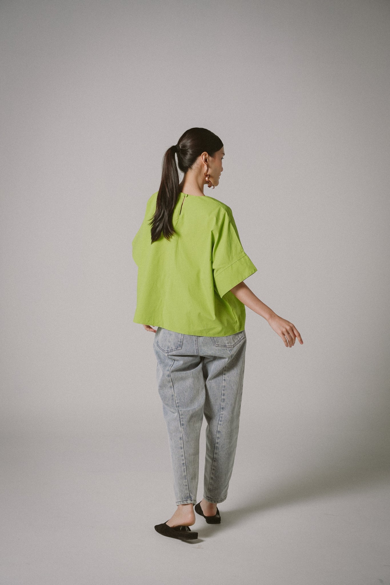 Oversized Poplin Boxy Top (Green)