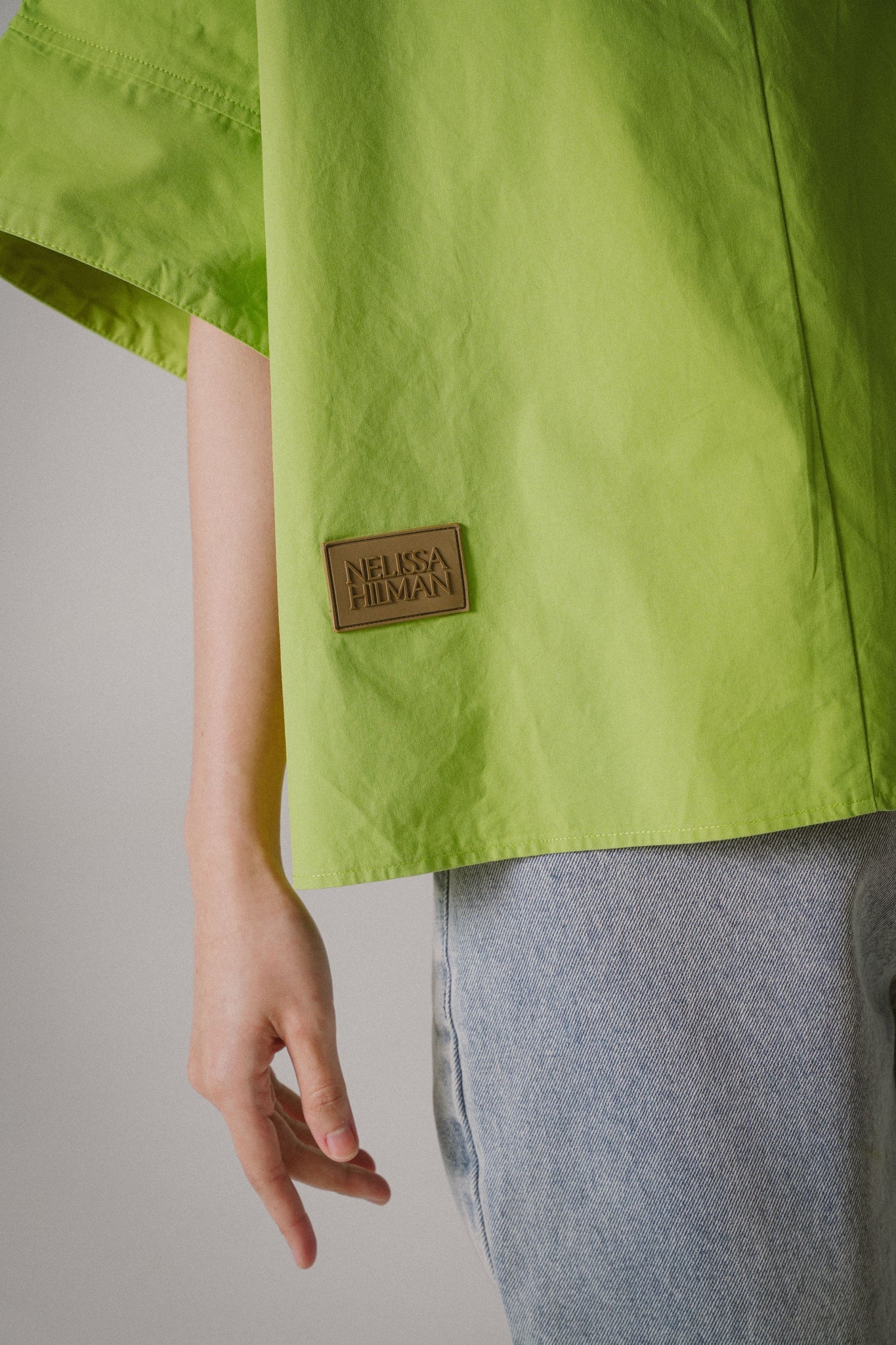 Oversized Poplin Boxy Top (Green)