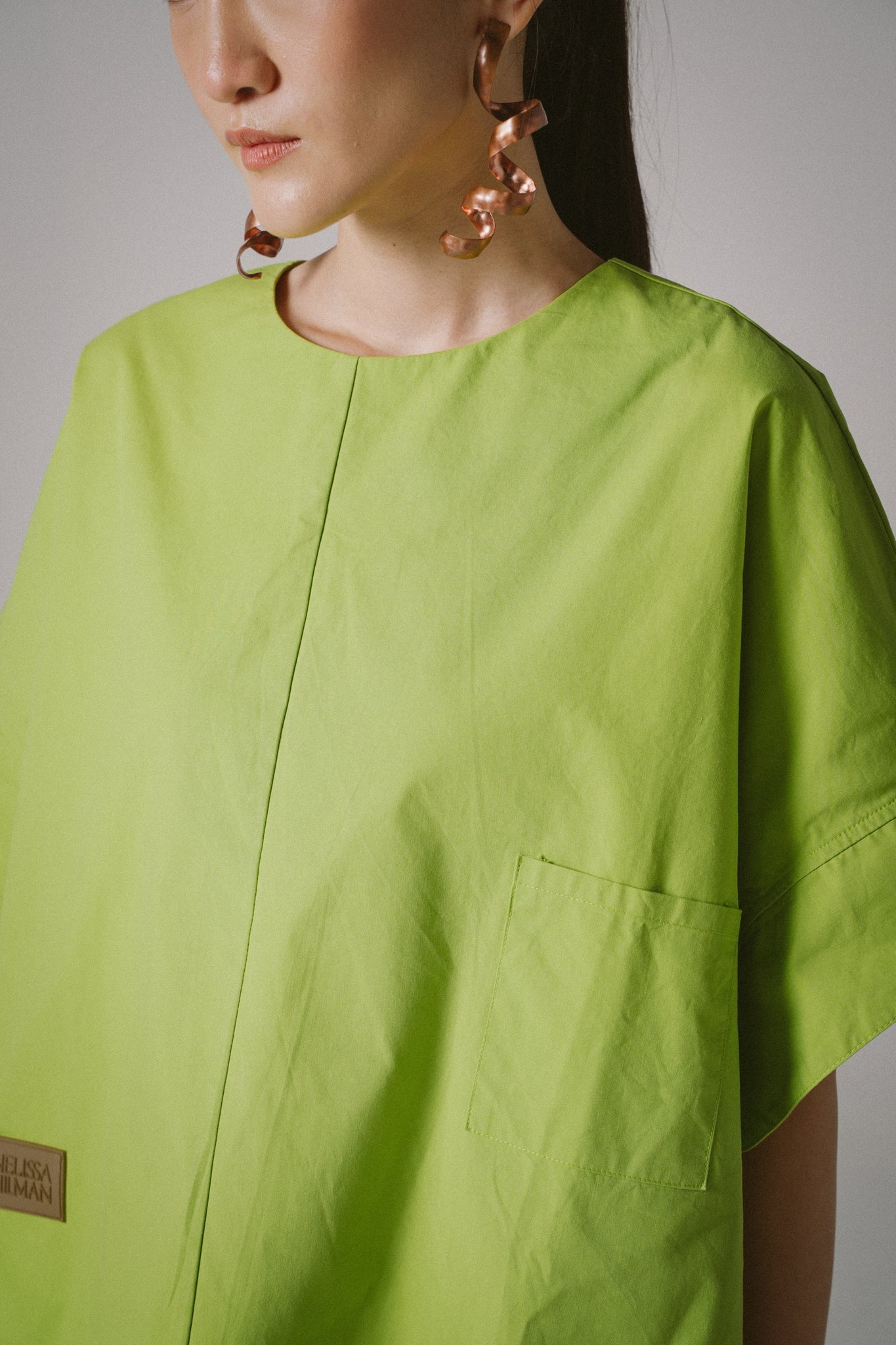 Oversized Poplin Boxy Top (Green)