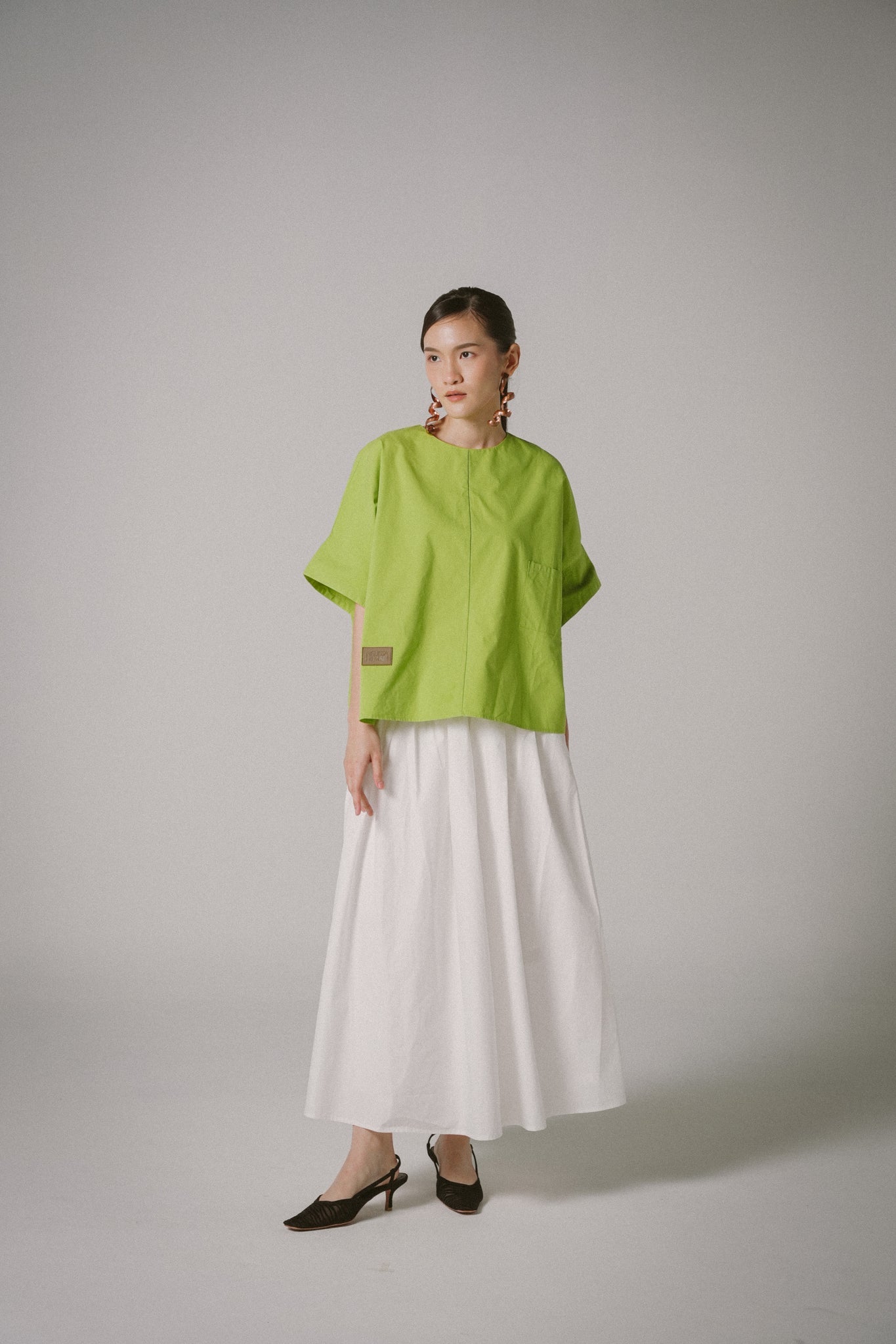 Poplin Maxi Skirts (White)