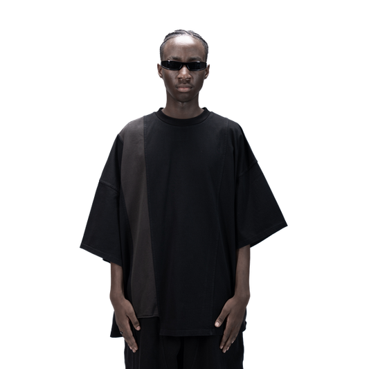 ASYMMETRICAL T-SHIRT - BLACK - BEV C multi label store