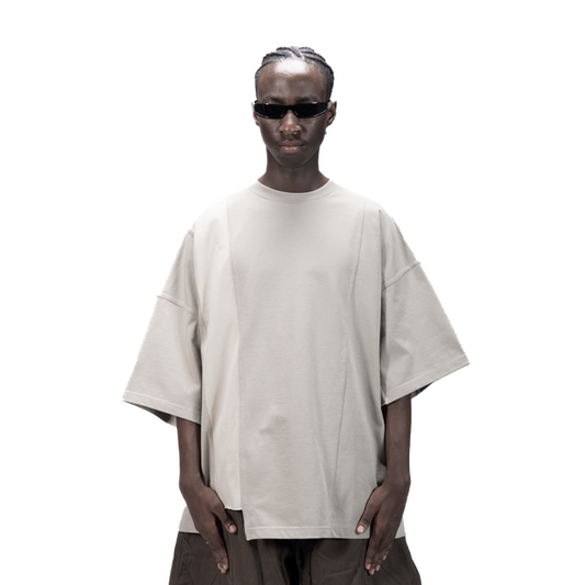 ASYMMETRICAL T-SHIRT - BEIGE - BEV C multi label store