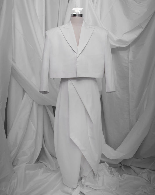 Krop Blazer (White Viscose)