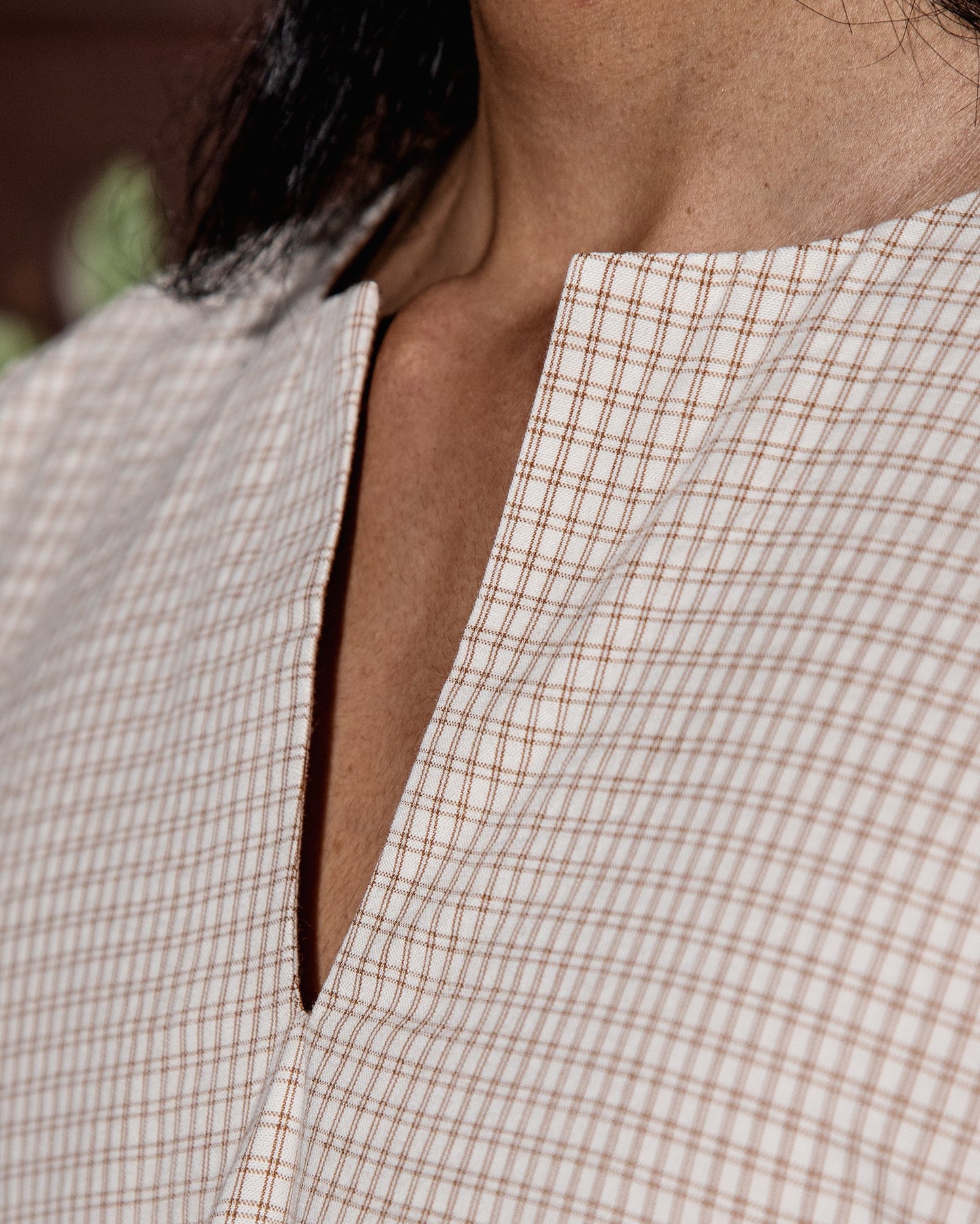 Baju Melayu Pendek (Cream Plaid)