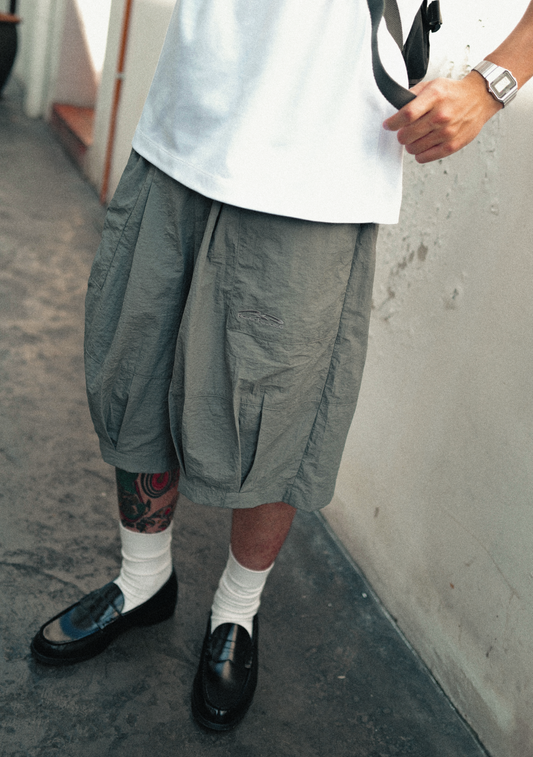 Comfy Balloon Shorts Cyan Grey