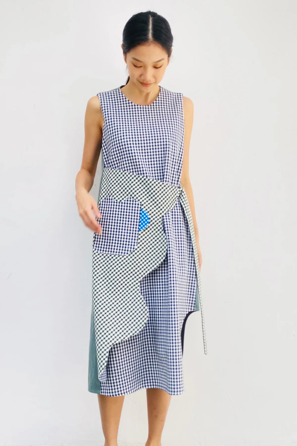 S18 DD02A || CHECKS RIPPLE DRESS