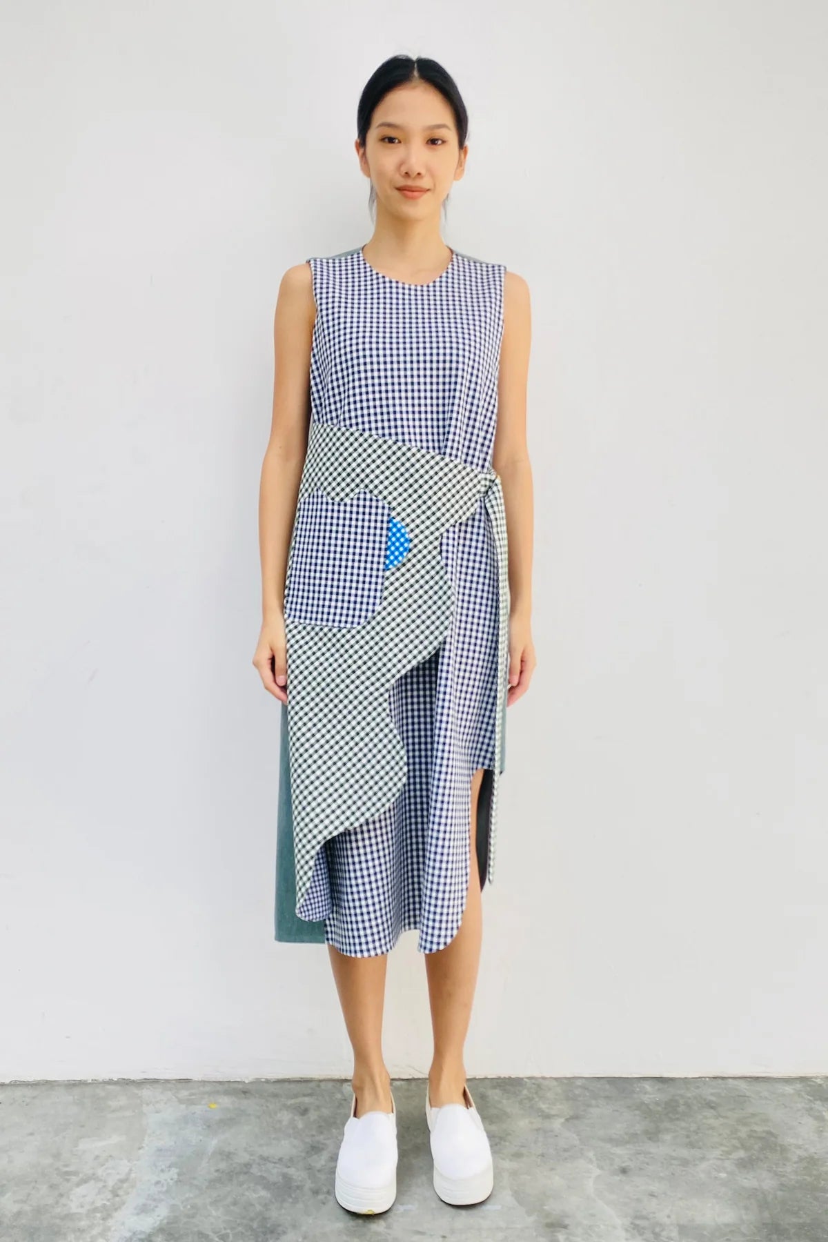 S18 DD02A || CHECKS RIPPLE DRESS