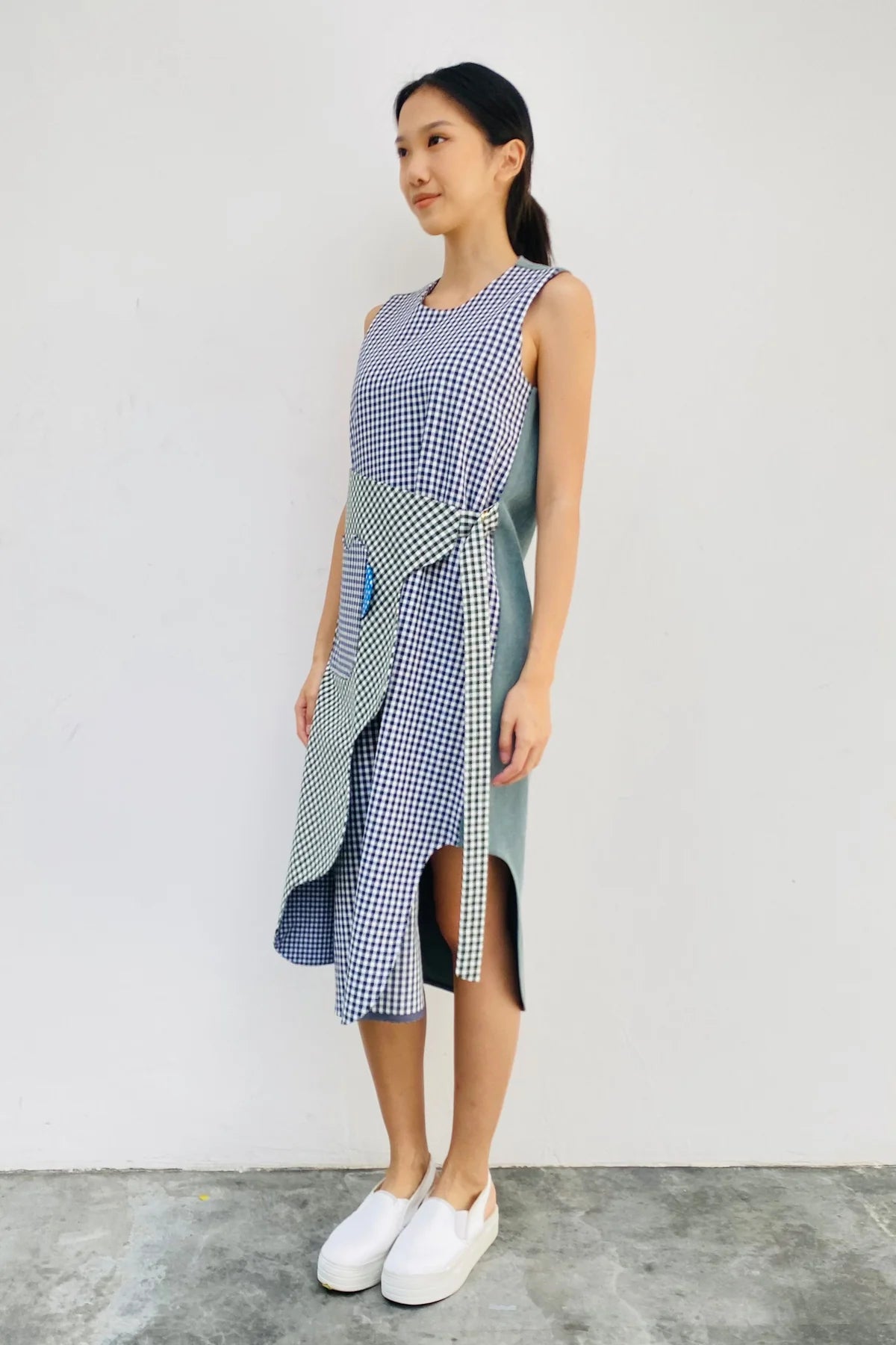 S18 DD02A || CHECKS RIPPLE DRESS