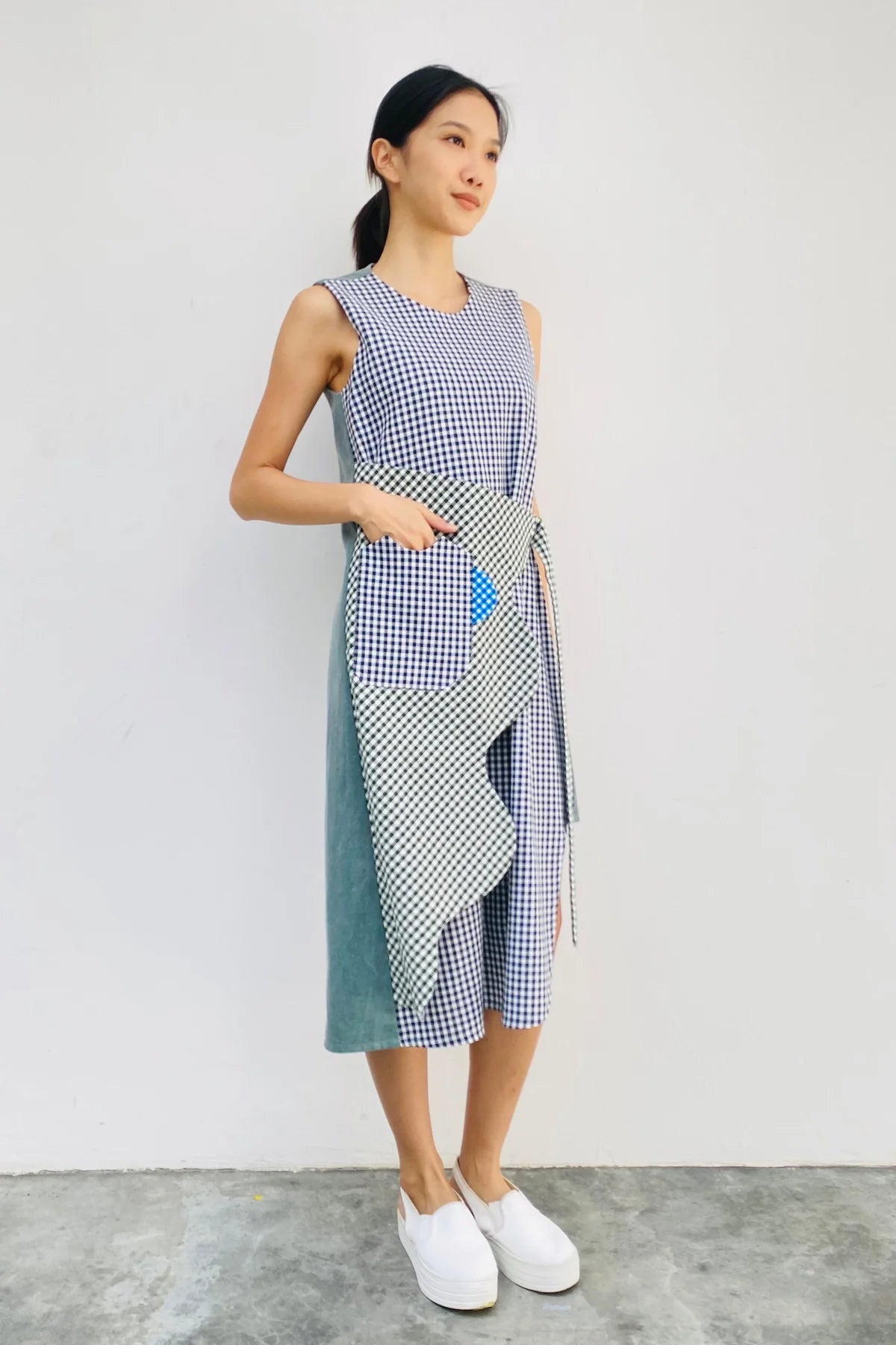 S18 DD02A || CHECKS RIPPLE DRESS