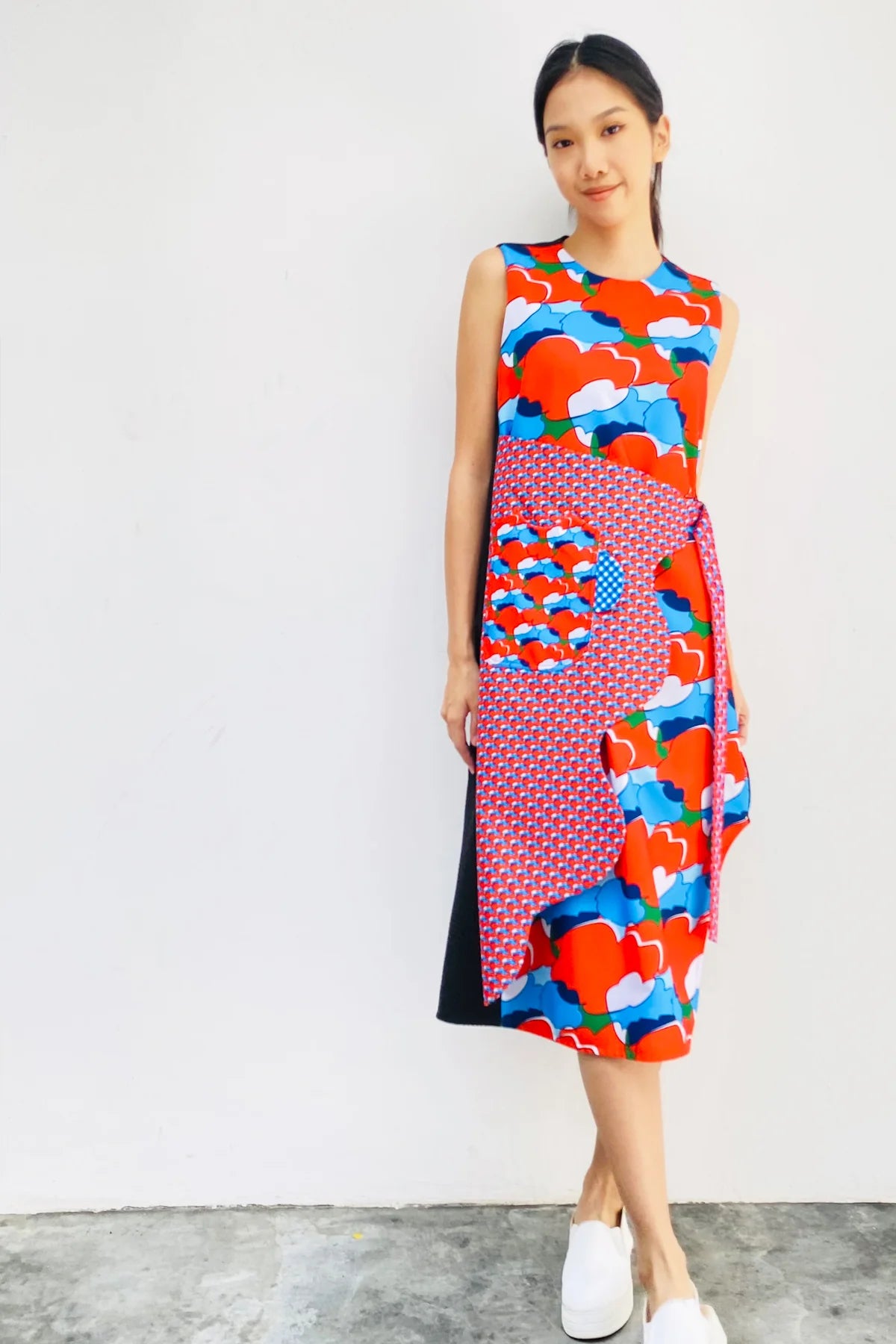 S18 DD02C || ORANGE TOMATO RIPPLE DRESS