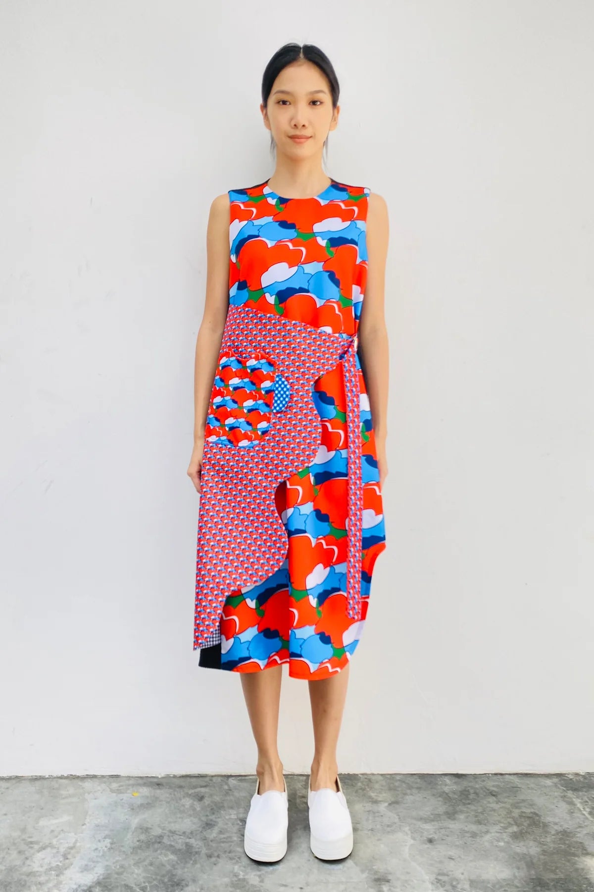S18 DD02C || ORANGE TOMATO RIPPLE DRESS