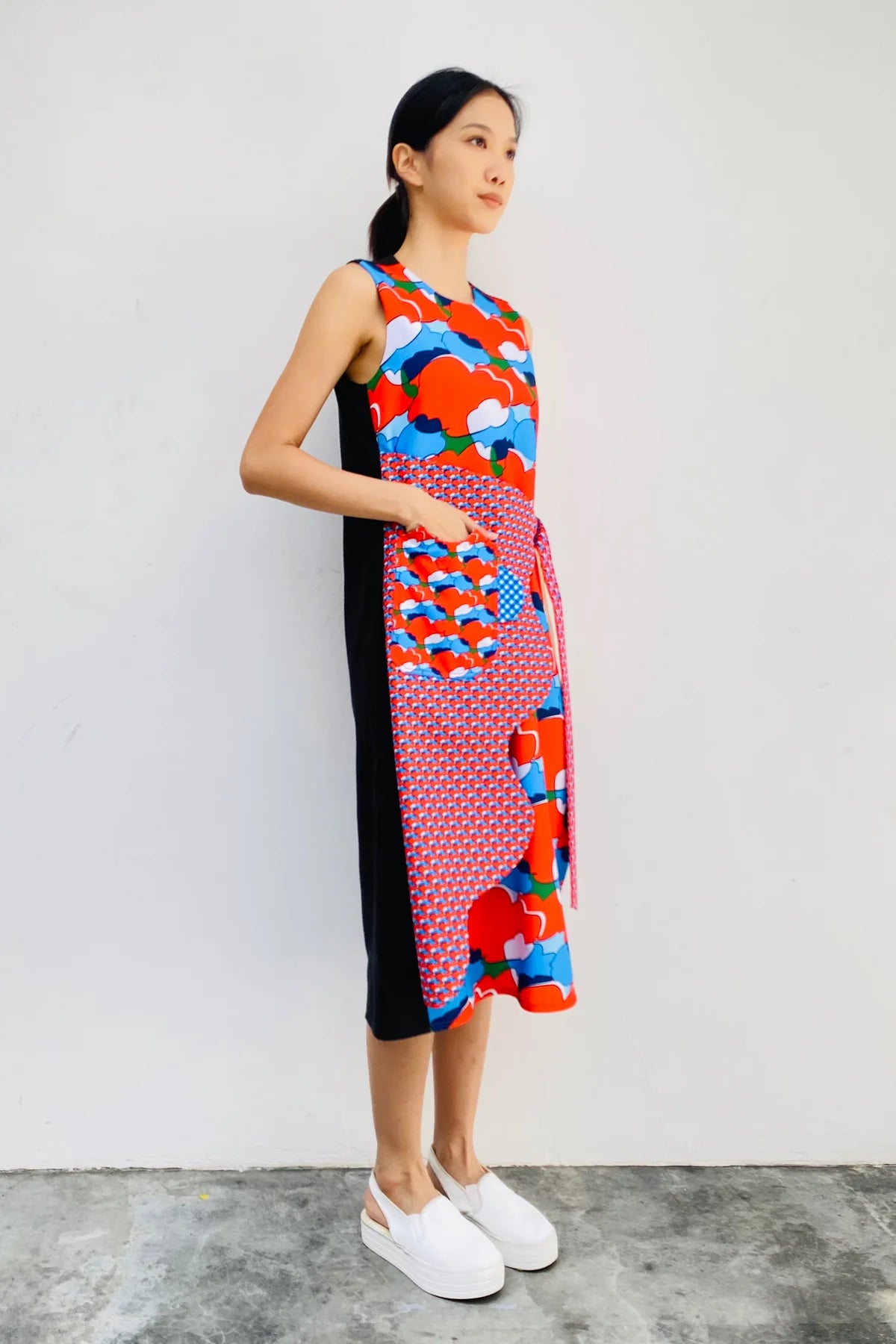 S18 DD02C || ORANGE TOMATO RIPPLE DRESS