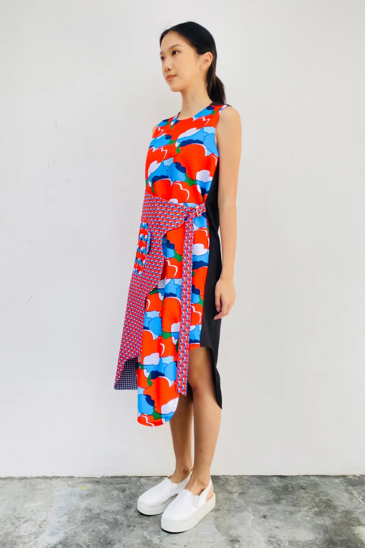 S18 DD02C || ORANGE TOMATO RIPPLE DRESS