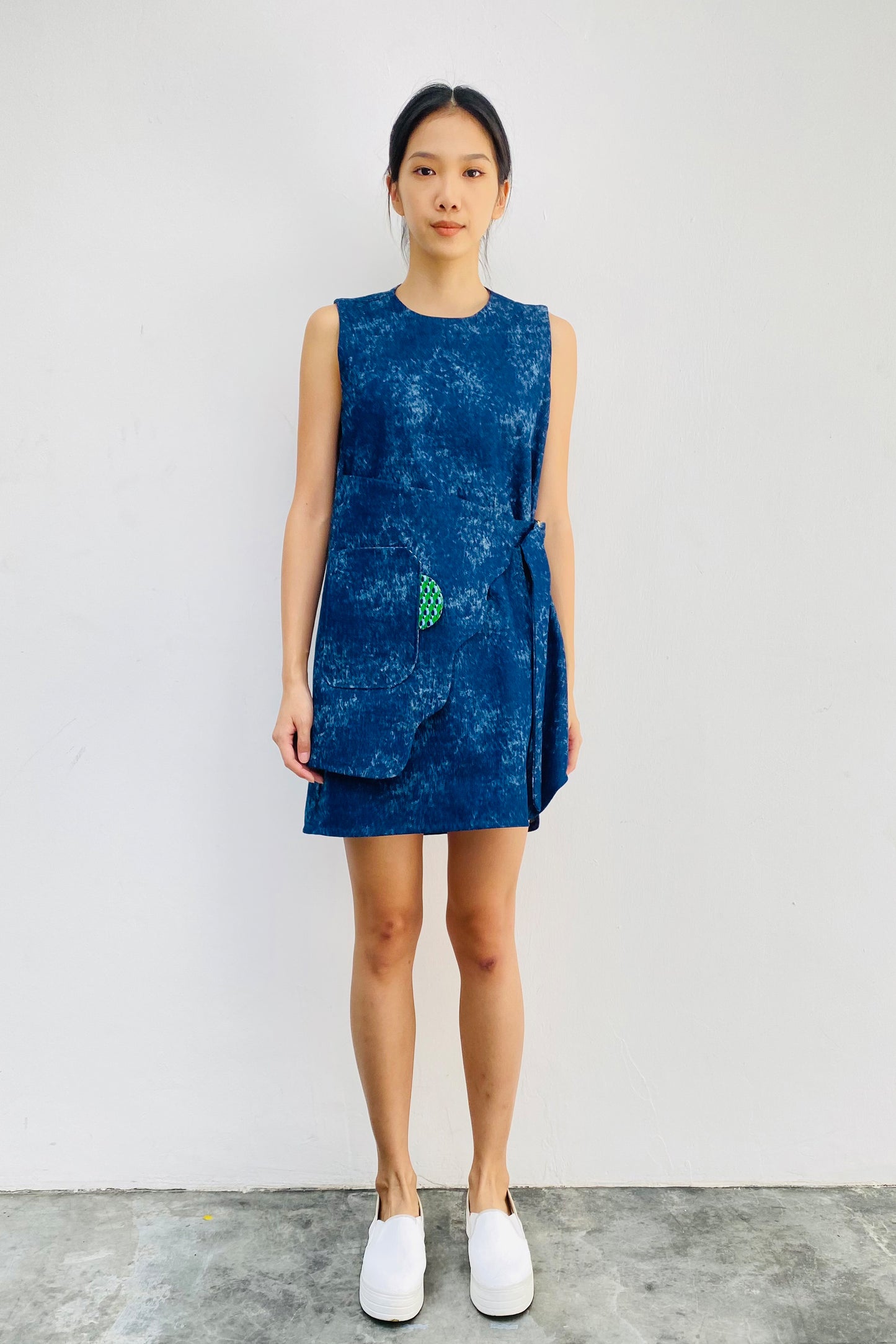 S18 DD05A || NAVY DENIM MINI DRESS